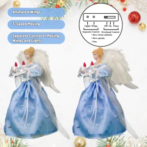 Blue angel christmas tree top with three-speed moving wings, independent lights and wings control