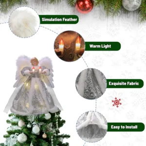 The details of this silver moving christmas tree top