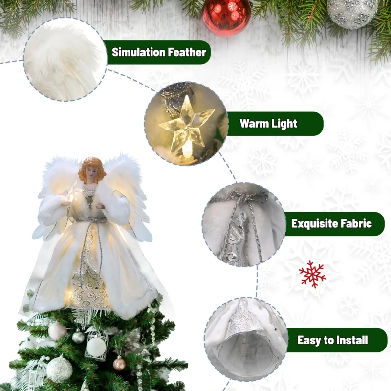 The details of this silver moving christmas tree top