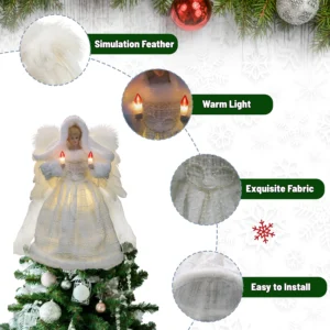 The details of this white moving angel tree topper