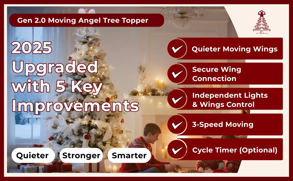 Five key improvemnets of this Gen 2.0 moving angel tree topper