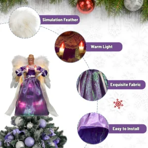 The details of this 12-inch animated purple angel tree top