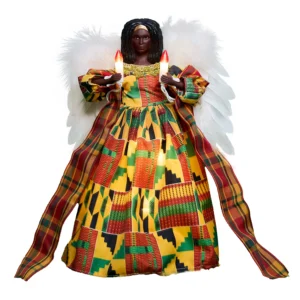 A kente black angel tree topper