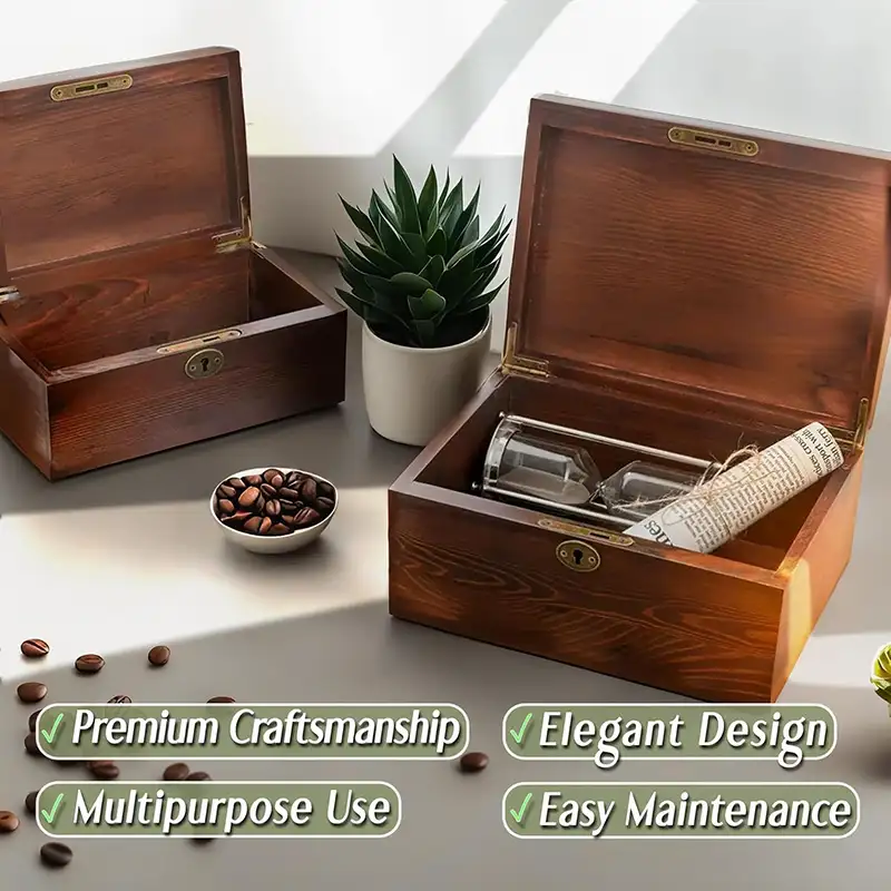 hinged-lid-wooden-keepsake-box-with-key (3) The 4 advantages of the wooden box