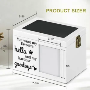 pet-memorial-keepsake-box-with-writable-black-message-plate (2) The measurement of the white pet keepaske box