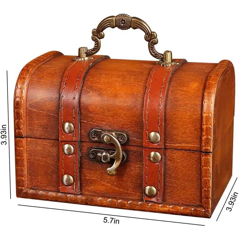 The size of the vintage wooden treasure chest box