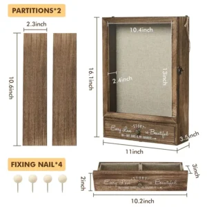 large-wedding-keepsake-shadow-box-with-removable-shelves-and-drawers (6) The measurement of the wedding keepsake shadow box