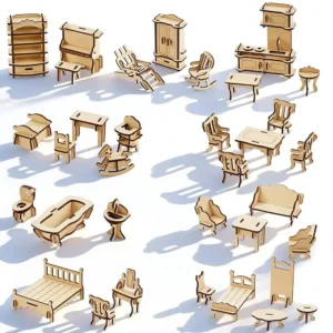 3D Puzzle DIY Wooden Dollhouse Furniture Set 34 PCS