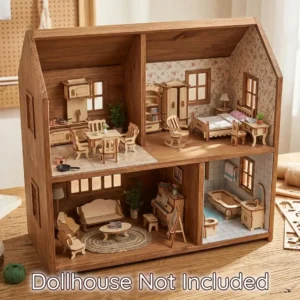 3d-puzzle-diy-wooden-dollhouse-furniture-sets-with-dollhouse 1:24 Scale DIY Wooden Dollhouse Furniture Set 3D Puzzle 34 PCS