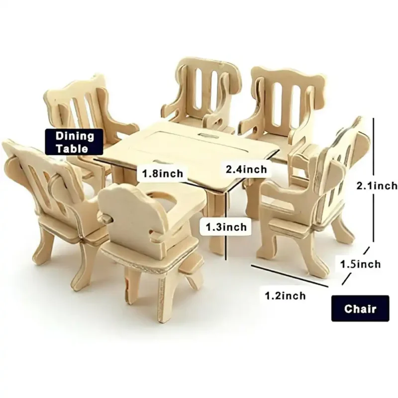 3D Puzzle DIY Wooden Dollhouse Furniture Set with size