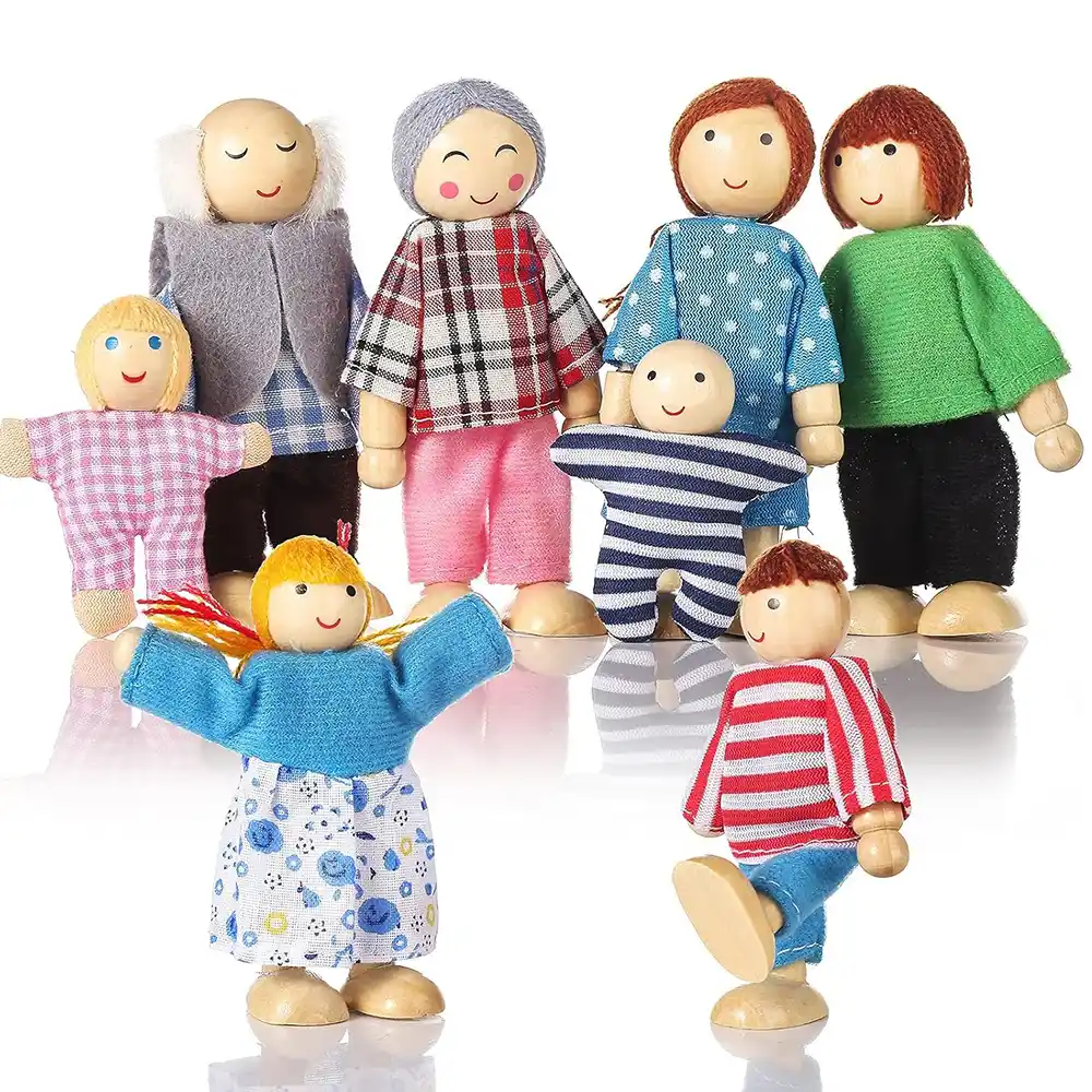 a-wooden-family-dollhouse-dolls-set A wooden family dollhouse doll set