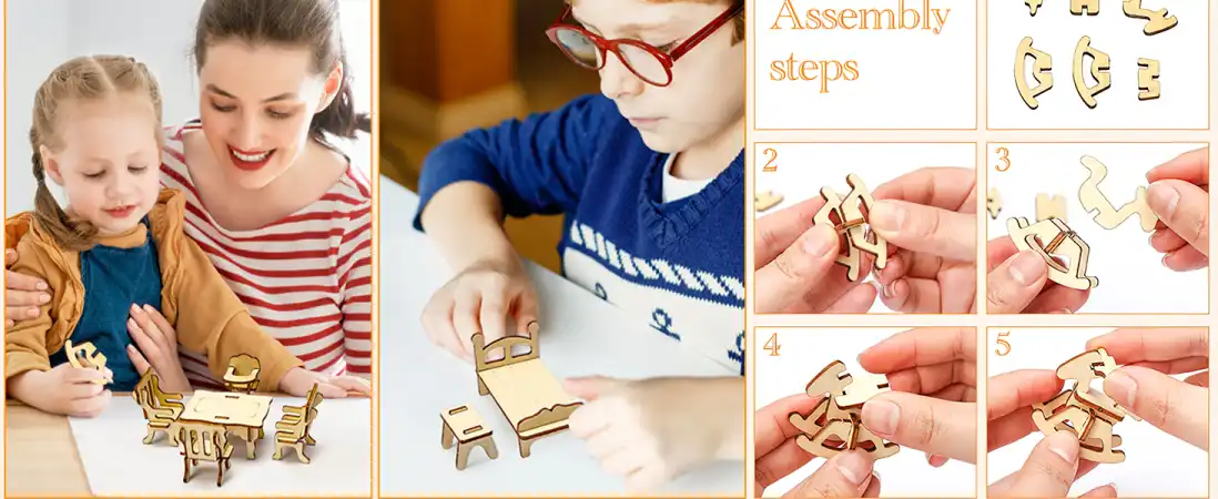 Assembly Steps for the 3D Wooden Dollhouse Furniture Set