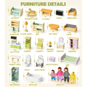 colorful-dollhouse-furniture-miniature-accessories-with-details-and-size Colorful Beech Wood and Plastic Miniature Doll House Accessories with details and sizes