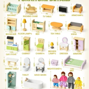 colorful-dollhouse-furniture-miniature-accessories-with-details-and-size Colorful Beech Wood and Plastic Miniature Doll House Accessories with details and sizes