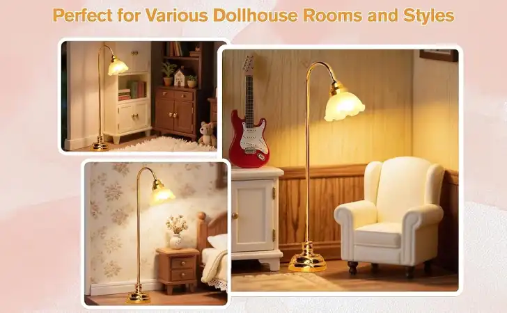 Miniature Floor Lamps perfect for various dollhouse rooms and styles