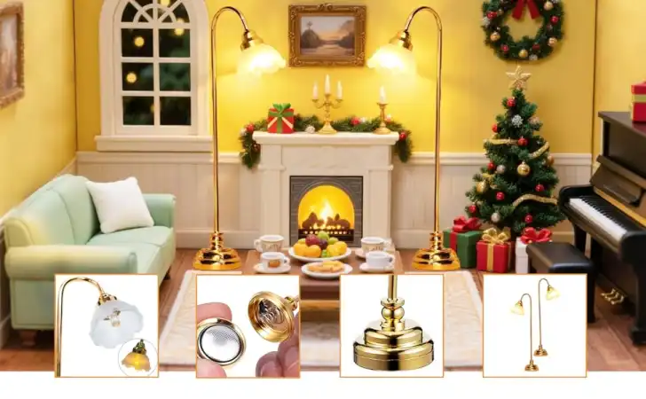 Dollhouse Miniature Floor Lamps with details