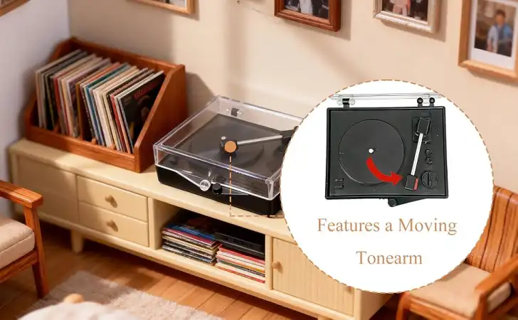 1:12 Scale Mini Record Player Set with a moving tonearm