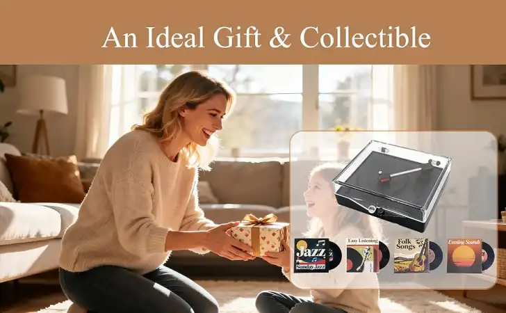 1:12 Scale Mini Record Player Set great as a gift