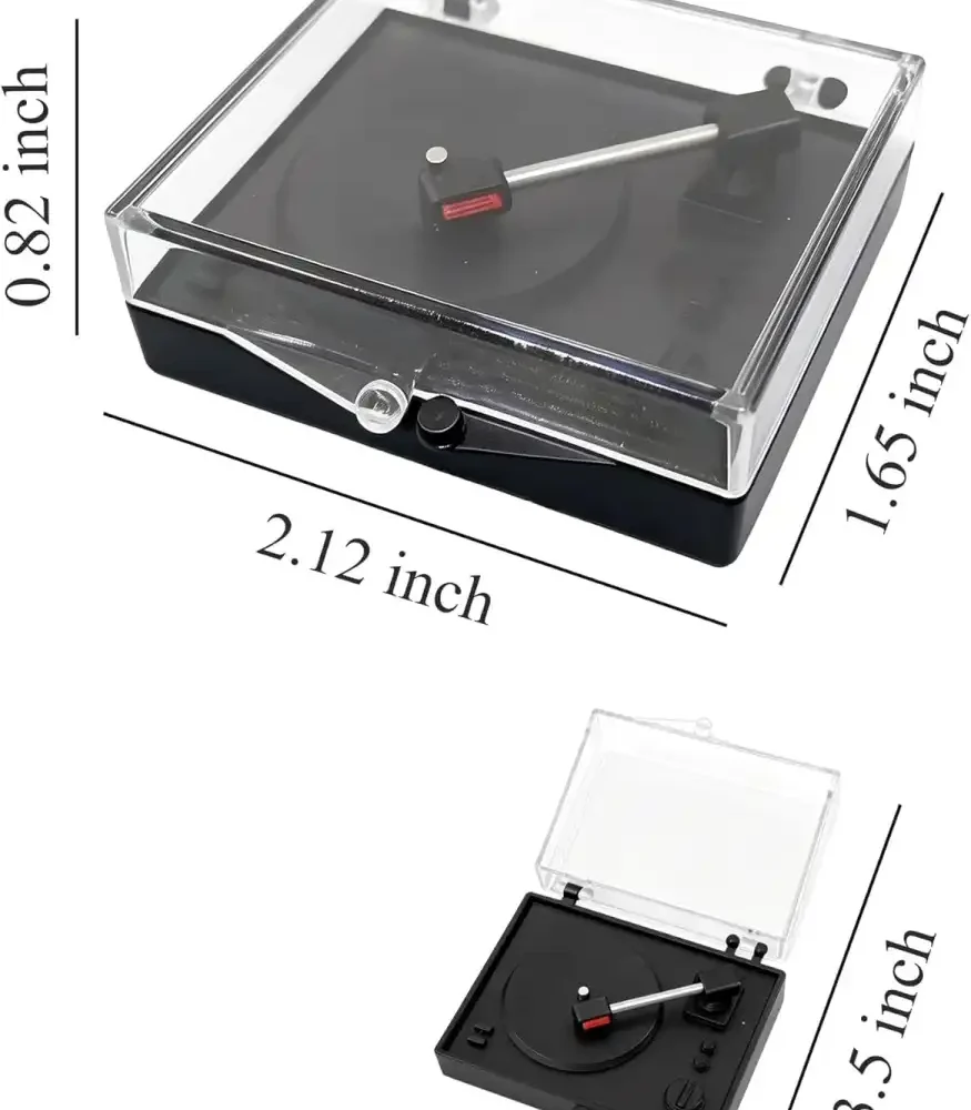 1:12 Scale Mini Record Player with size