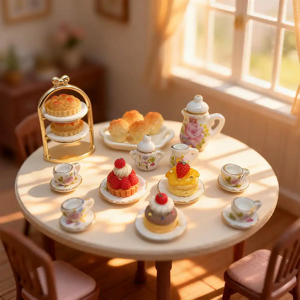 1:12 Miniature Dollhouse Porcelain Tea Cup Set Kitchen Accessories