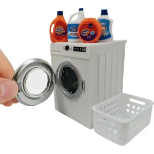 1:12 Scale Miniature Electric Washing Machine and Laundry Set