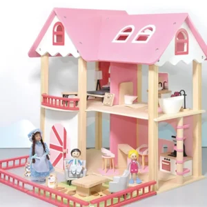 the-dollhouse-maid-girl-is-in-the-wooden-dollhouse The dollhouse maid girl with a wooden dollhouse & accessories