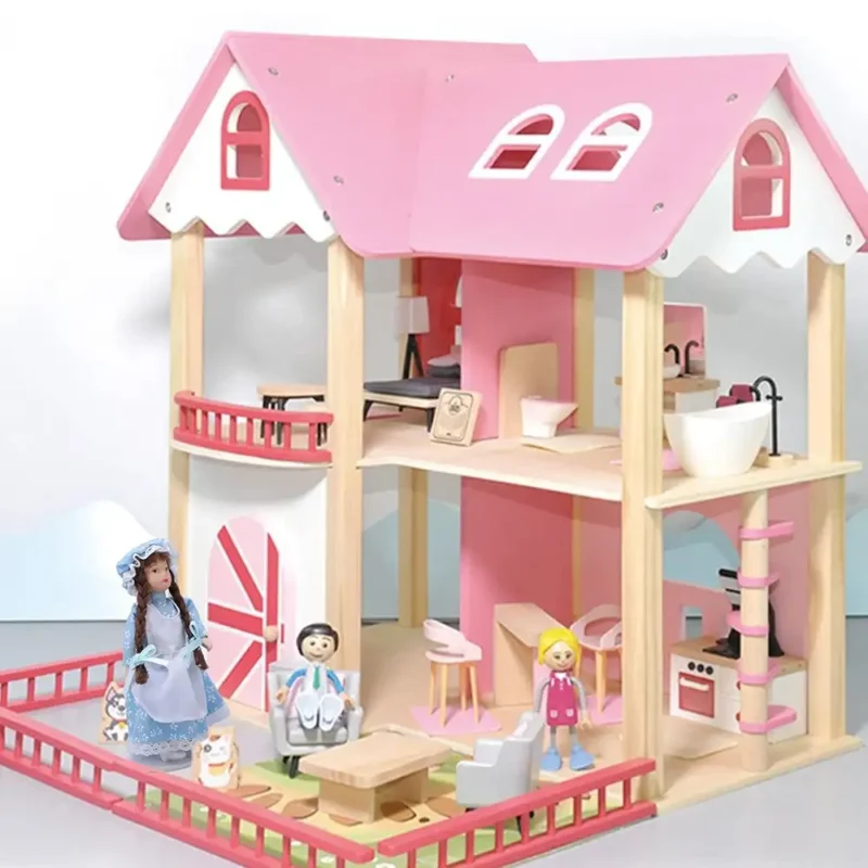 the-dollhouse-maid-girl-is-in-the-wooden-dollhouse The dollhouse maid girl with a wooden dollhouse & accessories