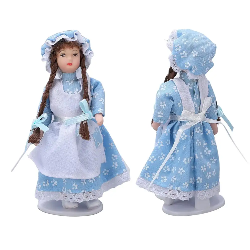 The front and back views of the dollhouse maid girl