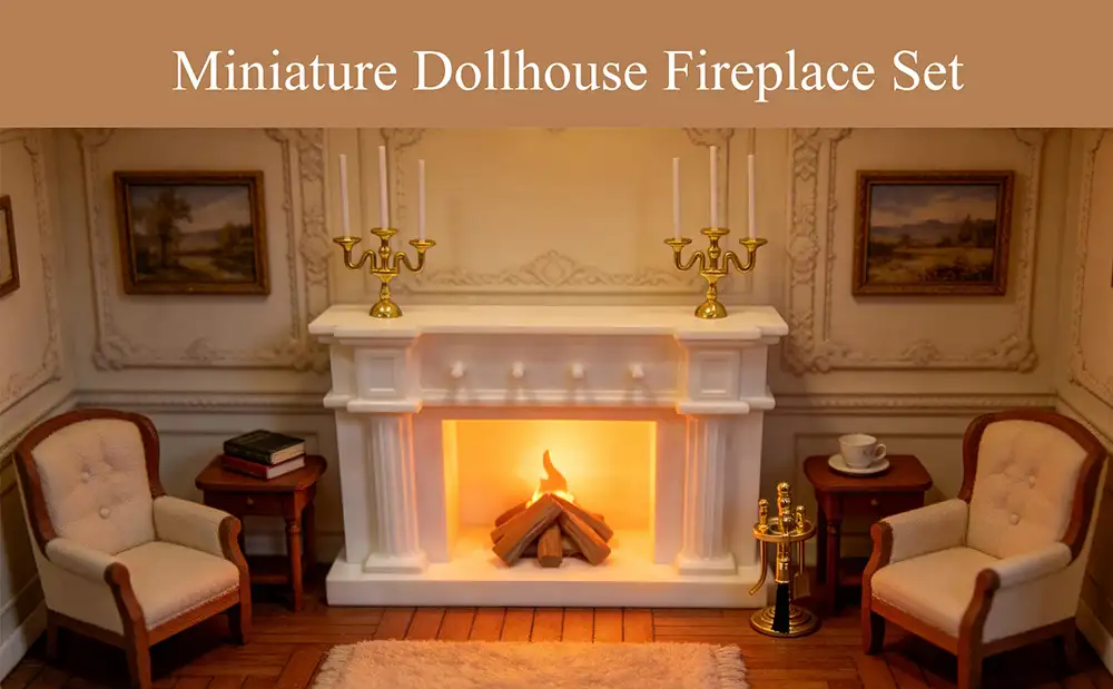 The mini dollhouse fireplace set