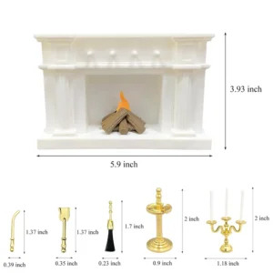 The size of the dollhouse fireplace set
