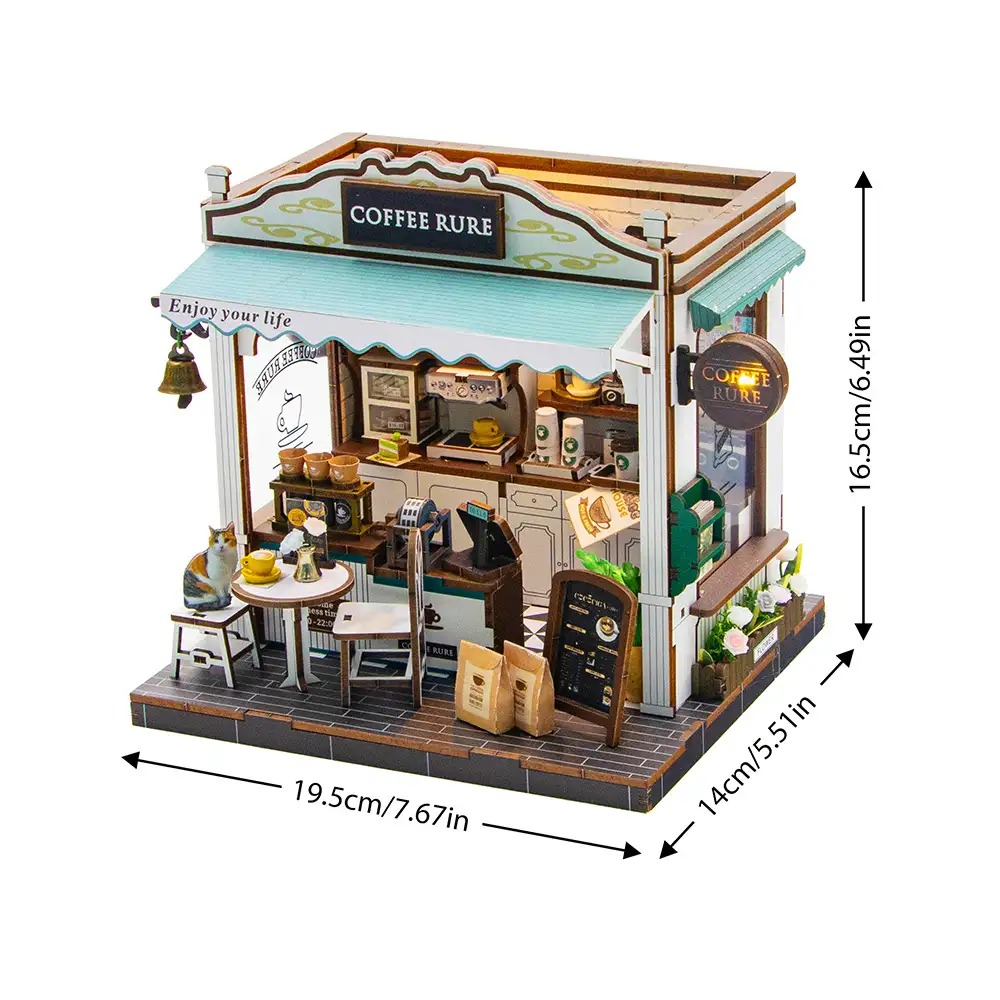 The size of the miniature coffee shop
